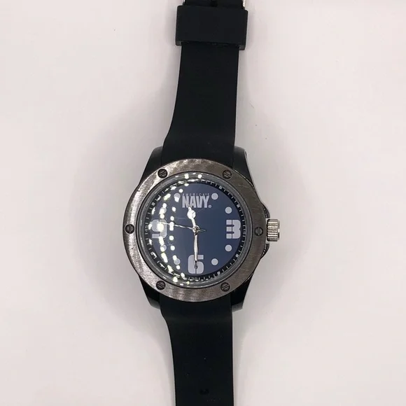 America’s Navy Men's Watch Black Band Navy Blue Face New Battery Clean - Picture 7 of 9